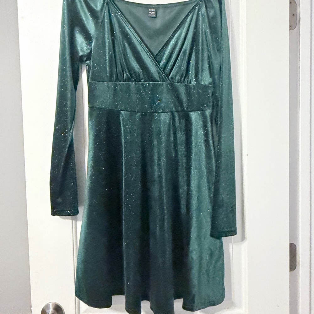 SHEIN Green Glitter Mini Dress
